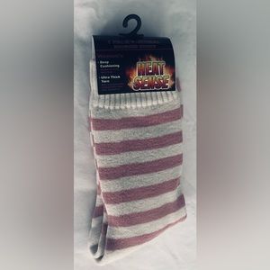Women’s pair socks Long Thermal Brush Heat  Sense pink stripes. One size